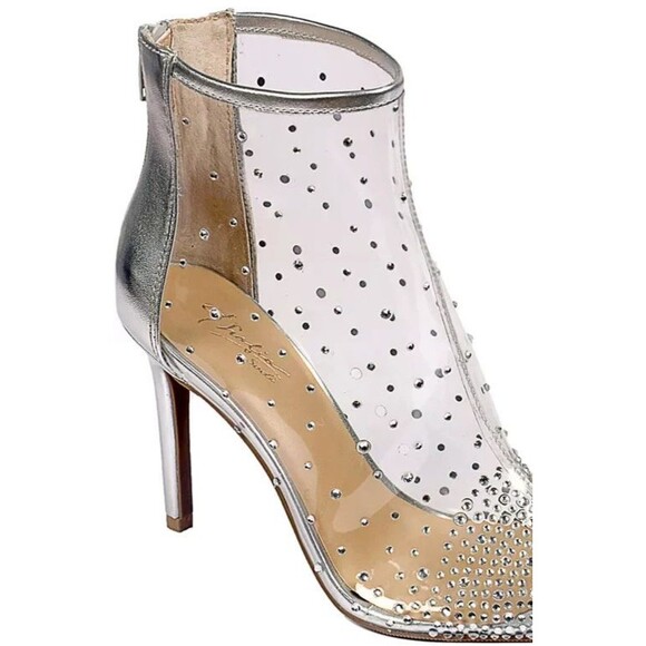 DESIGNER THALIA SODI'S RUBII RHINESTONES TRANSLUCENT POINTED TOE BOOTIES 8.5 M - Picture 14 of 16